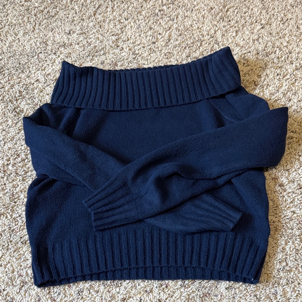 Hollister Dark Blue Off-Shoulder Sweater